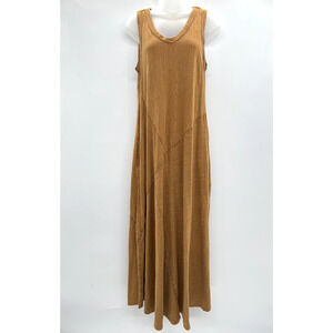 Soft Surroundings Sleeveless Maxi Dress Sz S Brown Patchwork Boho Cotton Flowy